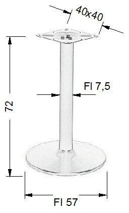 Pied de table en acier NY-B006/57/72 white