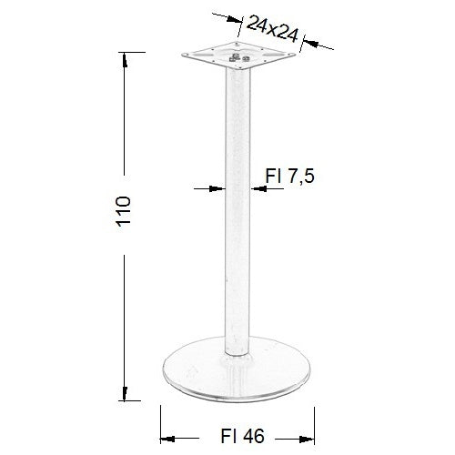Pied de table chromé NY-B005/110 - ∅ 46 cm, chrome