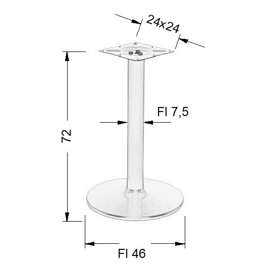 Pied de table chromé NY-B005/72 chrome - ∅ 46 cm, chrome