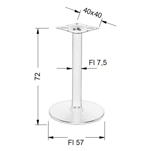 Pied de table en acier NY-B006/72 - ∅ 57 cm, alu