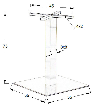 Pied de table en acier inoxydable SH-3002-7/S brusher - 55x55 cm