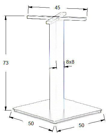Pied de table en acier SH-5002-6/B - 50x50 cm