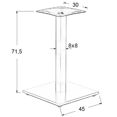 Pied de table en acier inoxydable SH-2002-1/P/8 polished - 45x45 cm