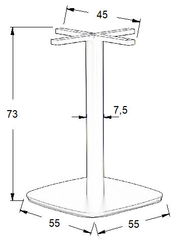 Pied de table en acier SH-3050-4/B - 55x55 cm
