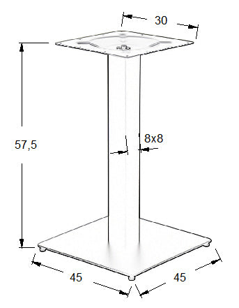 Pied de table en acier SH-5002-5/L/B - 45x45 cm