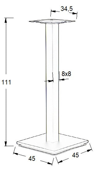 Pied de table en acier SH-5002-5/H/B - 45x45 cm
