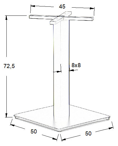Pied de table en acier inoxydable SH-3002-6/S brusher - 50x50 cm