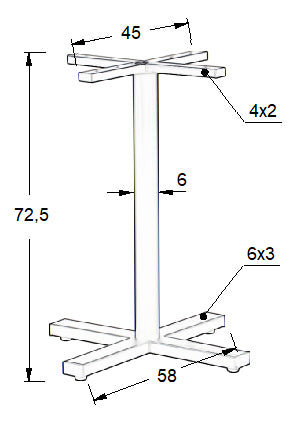 Pied de table en acier SH-3046-1/B - 58x58 cm