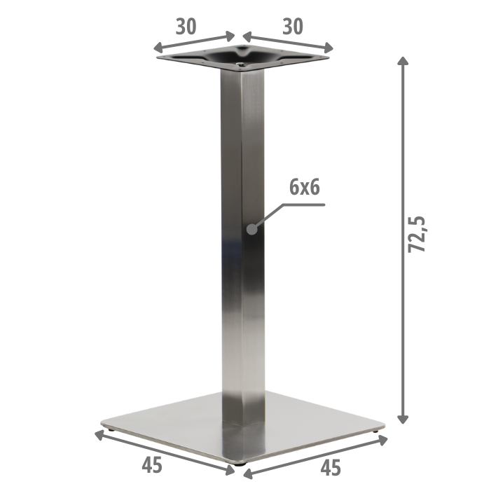 Pied de table en acier inoxydable SH-3002-5/60/S brushed