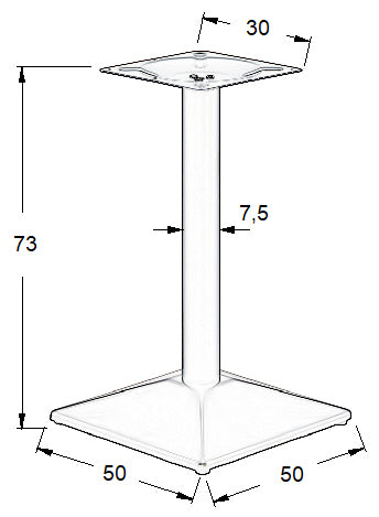 Pied de table en acier SH-4002-8/B - 50x50 cm