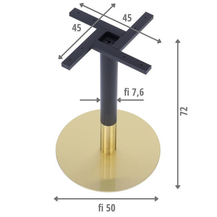 Pied de table en acier inoxydable SH-3001-6/GB gold/black