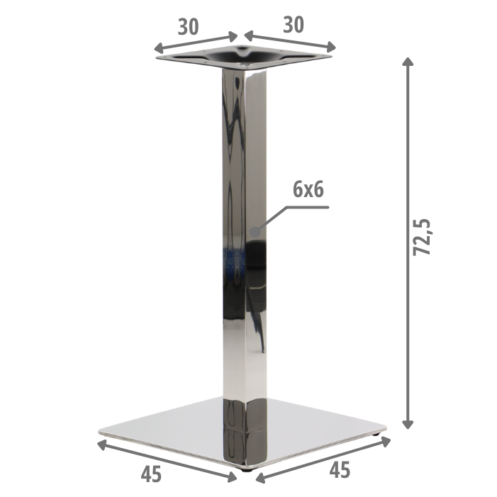 Pied de table en acier inoxydable SH-3002-5/60/P polished