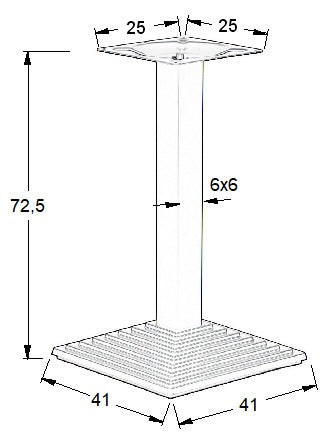 Pied de table en fonte SH-5014-1/60/B - 41x41 cm