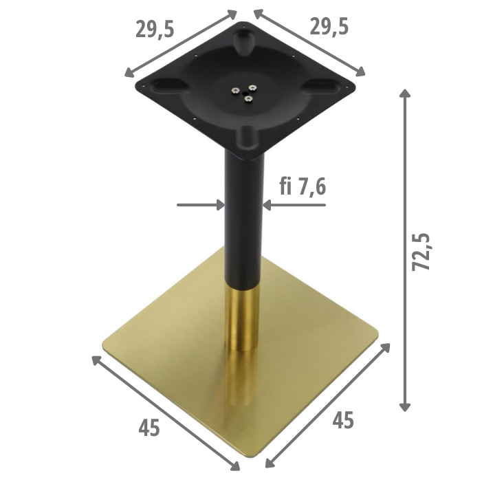 Pied de table en acier inoxydable SH-3002-5/GB gold/black
