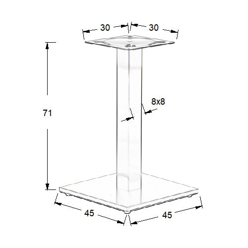 Pied de table en acier inoxydable SH-2002-1/S/8 brushed - 45x45cm