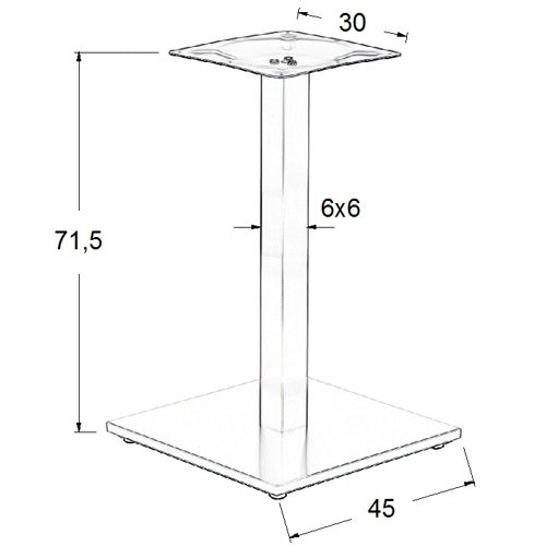 Pied de table en acier inoxydable SH-2002-1/S/6 brushed - 45x45 cm