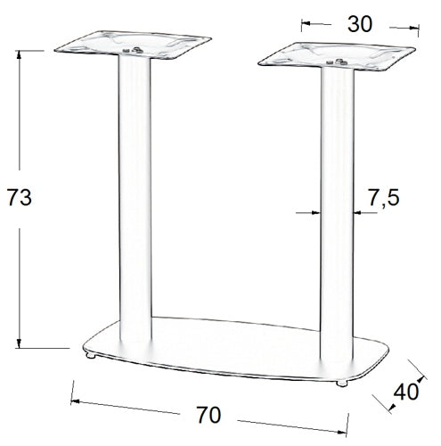 Pied de table en acier SH-3052/B - 70x40 cm
